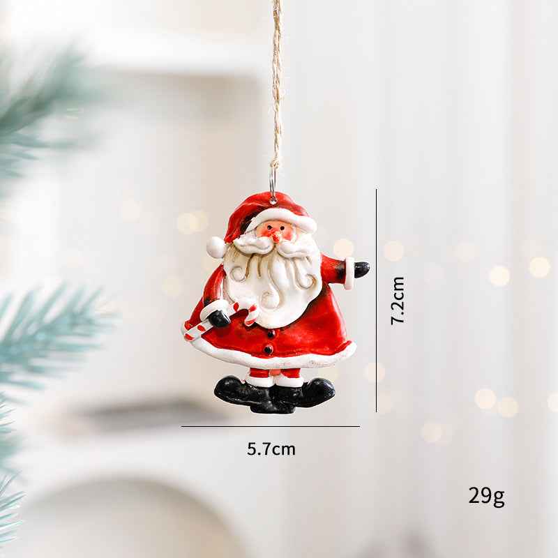 Christmas Resin Character Pendants - Santa Snowman Gingerbread Man Ornaments - DropOnline.co