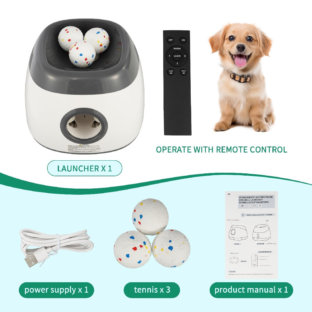 Only Supports Self Pickup  Dog Ball Thrower, Automatic Ball Launcher, Indoor-Outdoor Interactive Dog Toy With Three Scopes, Includes Balls And A Data Cable, Grey-Green - DropOnline.co