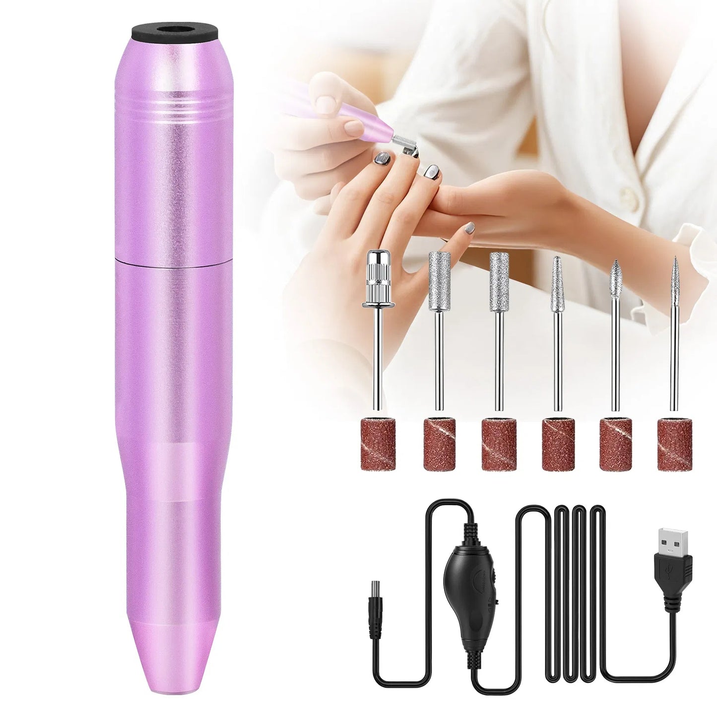 Portable Electric Nail Drill, Professional Nail File Kit For Acrylic, Gel Nails, Manicure Pedicure With Nail Drill Bits Sanding Bands Rose Gold - DropOnline.co