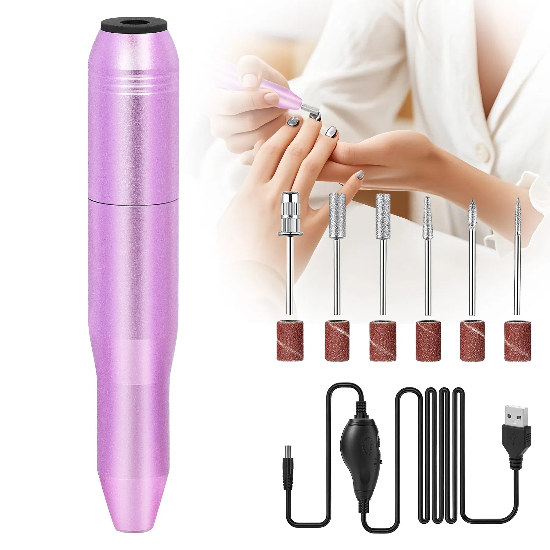Portable Electric Nail Drill, Professional Nail File Kit For Acrylic, Gel Nails, Manicure Pedicure With Nail Drill Bits Sanding Bands Rose Gold - DropOnline.co
