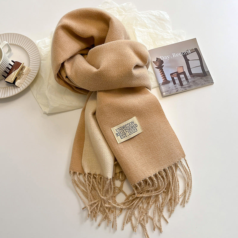 Double-Sided Artificial Cashmere Scarf - Women's Winter Warm Couple Scarf - DropOnline.co