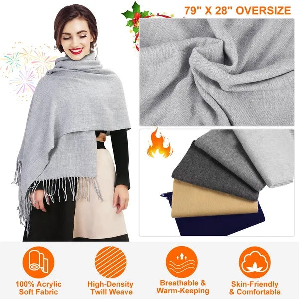Unisex Oversized Cashmere Wool Shawl - Winter Blanket Wrap - DropOnline.co