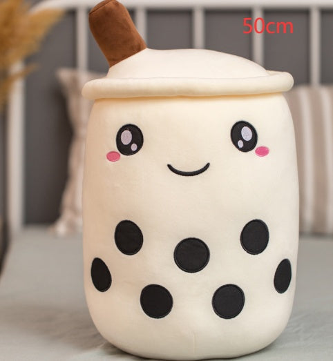 Boba Tea Plush Toy - Cute Strawberry Milk Tea Stuffed Animal Pillow Cushion for Kids - DropOnline.co
