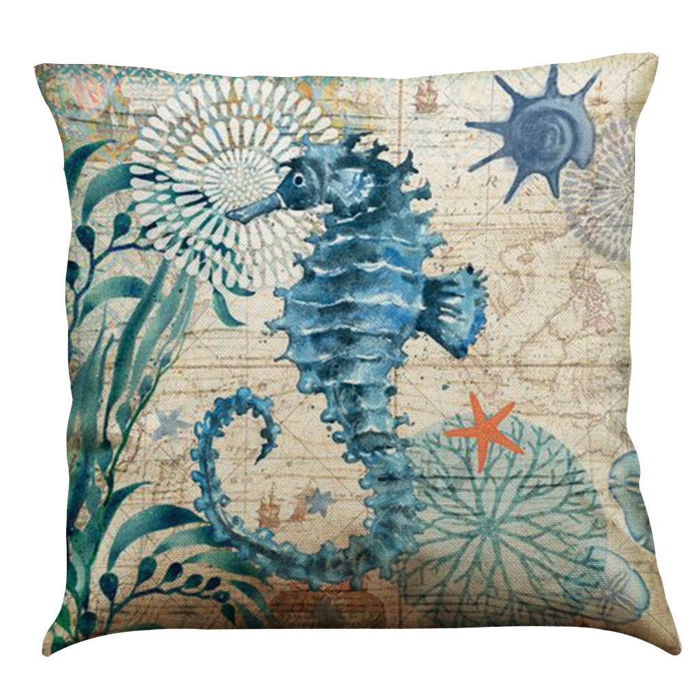 Cushion Covers Sea Turtle Printed Throw Pillow Cases For Home Decor Sofa Chair Seat - DropOnline.co