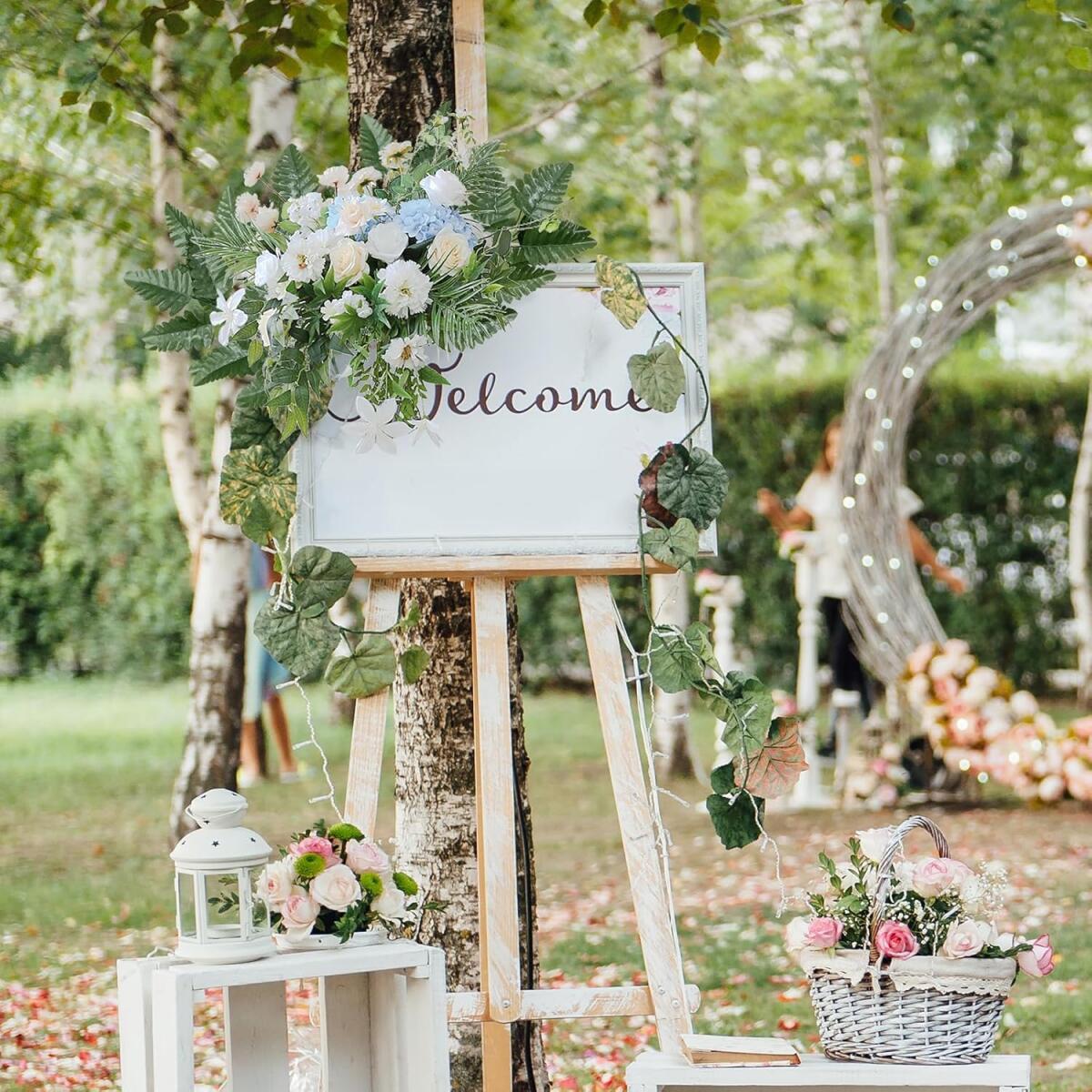 Artificial Fern Leaves Stem Green Cemetery Leaf Picks Wedding Flower Arrangements - DropOnline.co