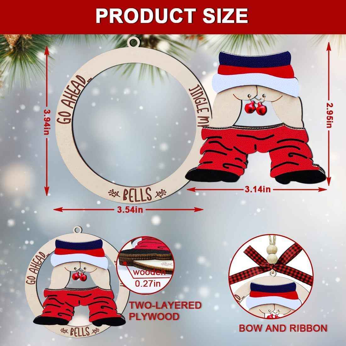 Christmas Wooden Bell Pendant - Boxwood Craft Hanging Decoration (9x10cm) - DropOnline.co