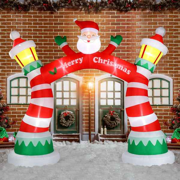 8.9ft Christmas Inflatable Arch with 7 LED Lights - Holiday Entrance Decoration