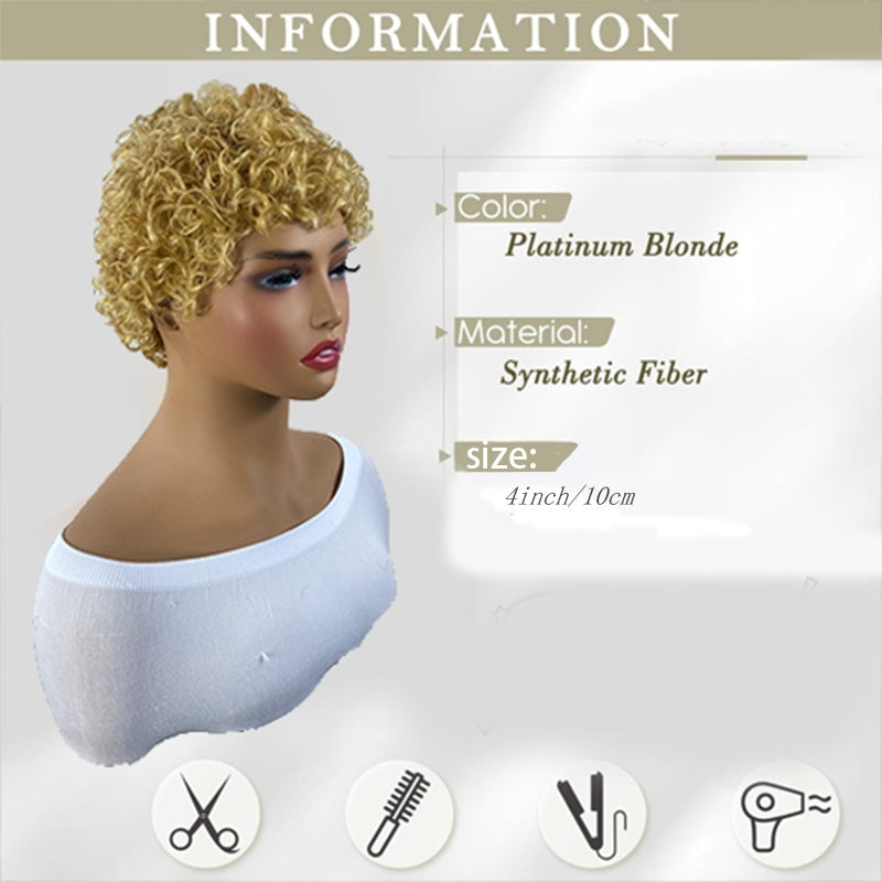 Curly Real Human Hair Wigs For Women, Curly Pixie Cut Wigs, Ultra-Short African Curls, Breathable Cap, Suitable For All Ethnicities. - DropOnline.co