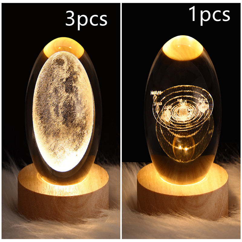 LED Night Light Galaxy Crystal Ball Table Lamp 3D Planet Moon Lamp Bedroom Home Decor For Kids Party Children Birthday Gifts - DropOnline.co