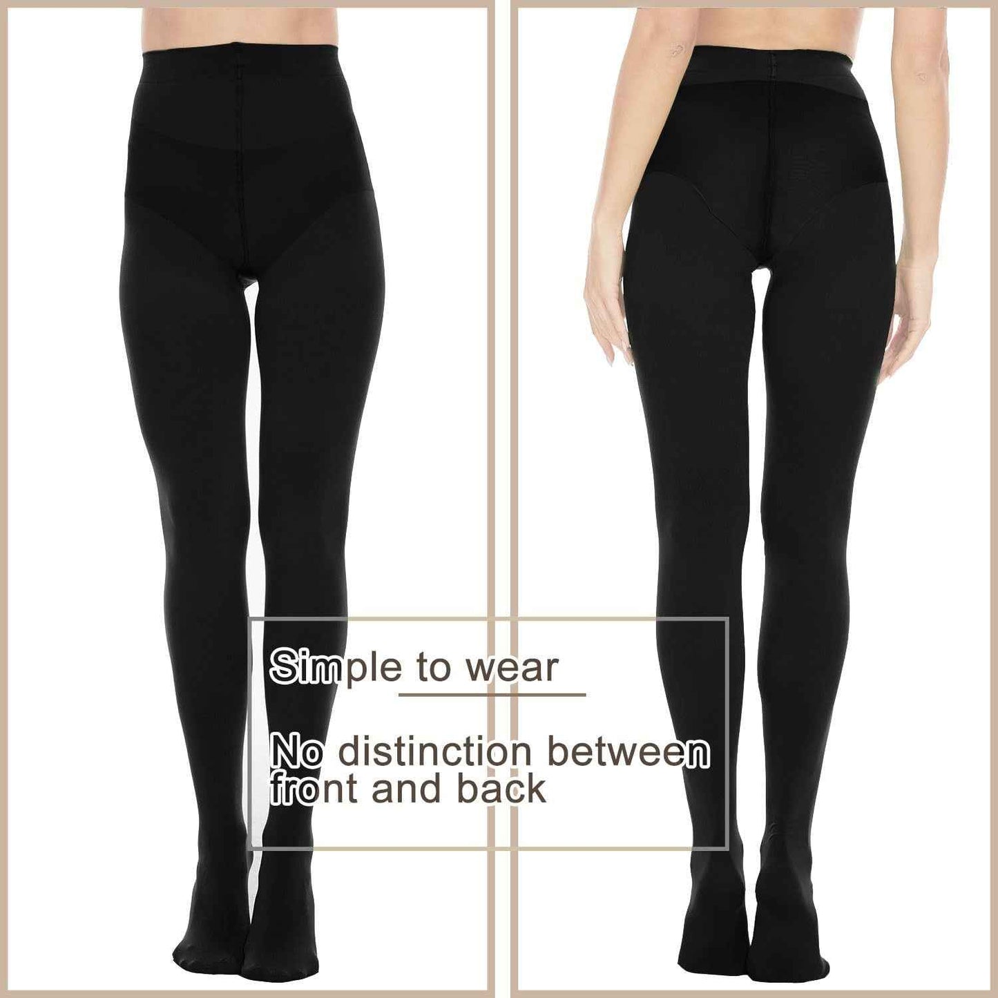 2-Pack 80D Opaque Black Tights for Women - Full Coverage Footed Tights