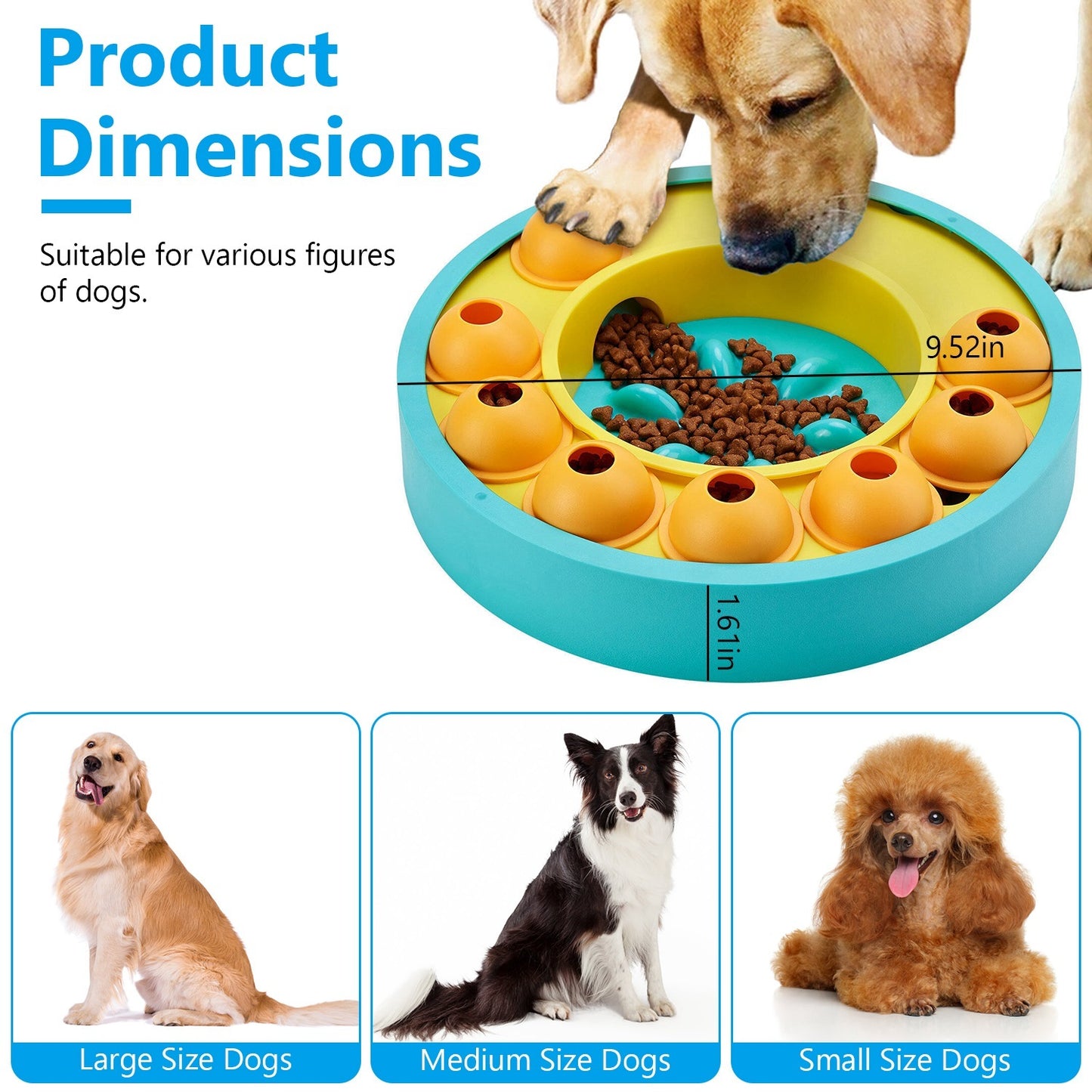 1Pc Dog Puzzle Food Feeder Slow Feeding Bowl Interactive Toy Dog Treat Dispensing Toy For IQ Training Mental Enrichment For Small Medium Large Dog Cat - DropOnline.co