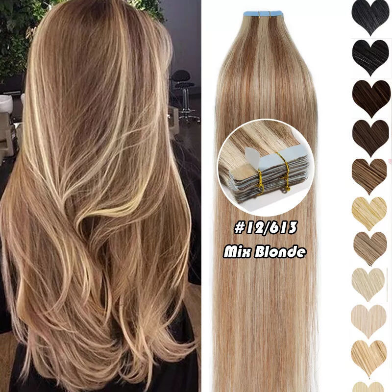 Double Pull Full Virgin Real 50g Hair Extension Long With Weft Invisible Skin Weft 20 Thick Seamless Human Hair - DropOnline.co