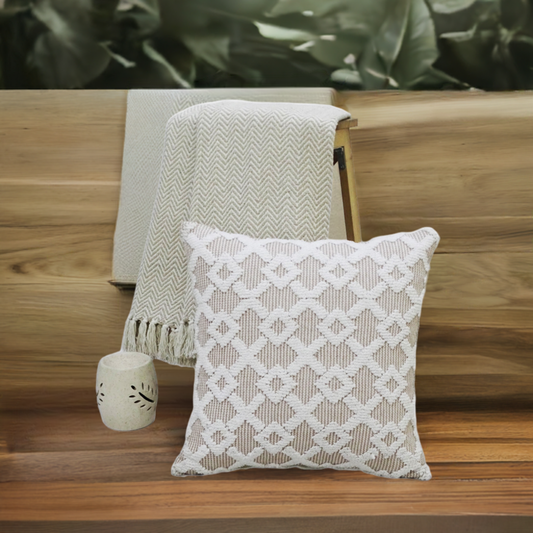 Coussin décoratif beige 20"x20"