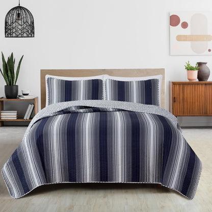 Everette Collection Ombre Striped Quilt Set